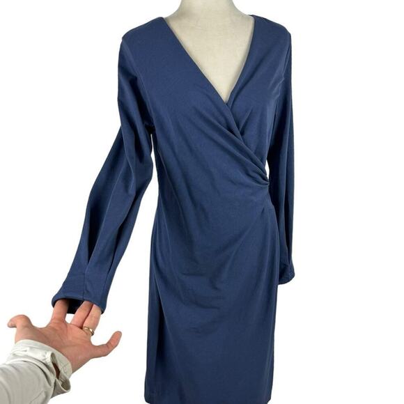 Sundance Always Right Dress Faux Wrap Womens Size L Blue Cotton Modal Midi - Picture 5 of 16